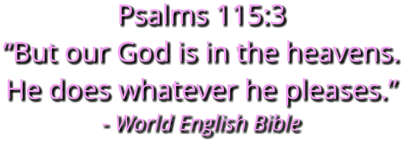 Psalms 115:3 “But our God is in the heavens. He does whatever he pleases.” - World English Bible
